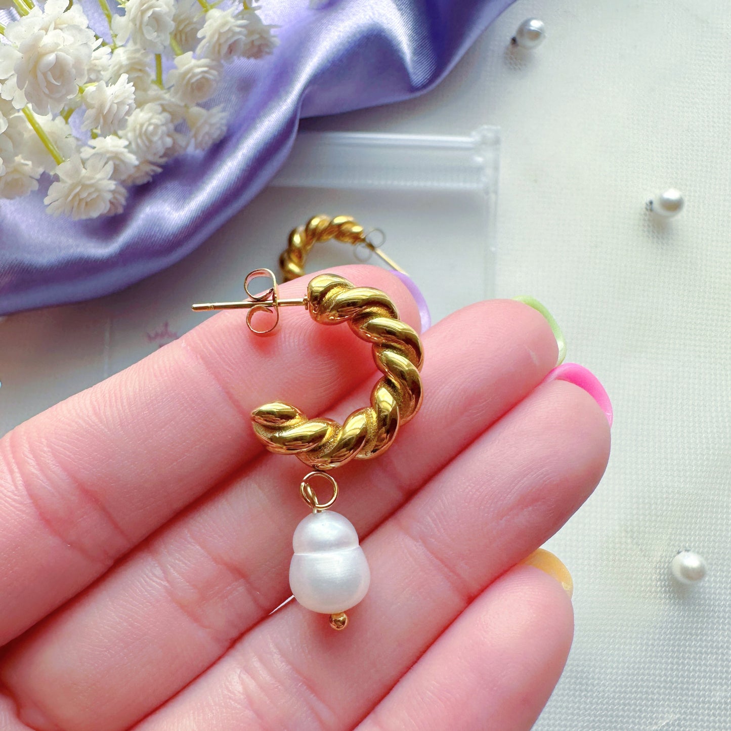 Pearl Of The Sea Hoop Earrings