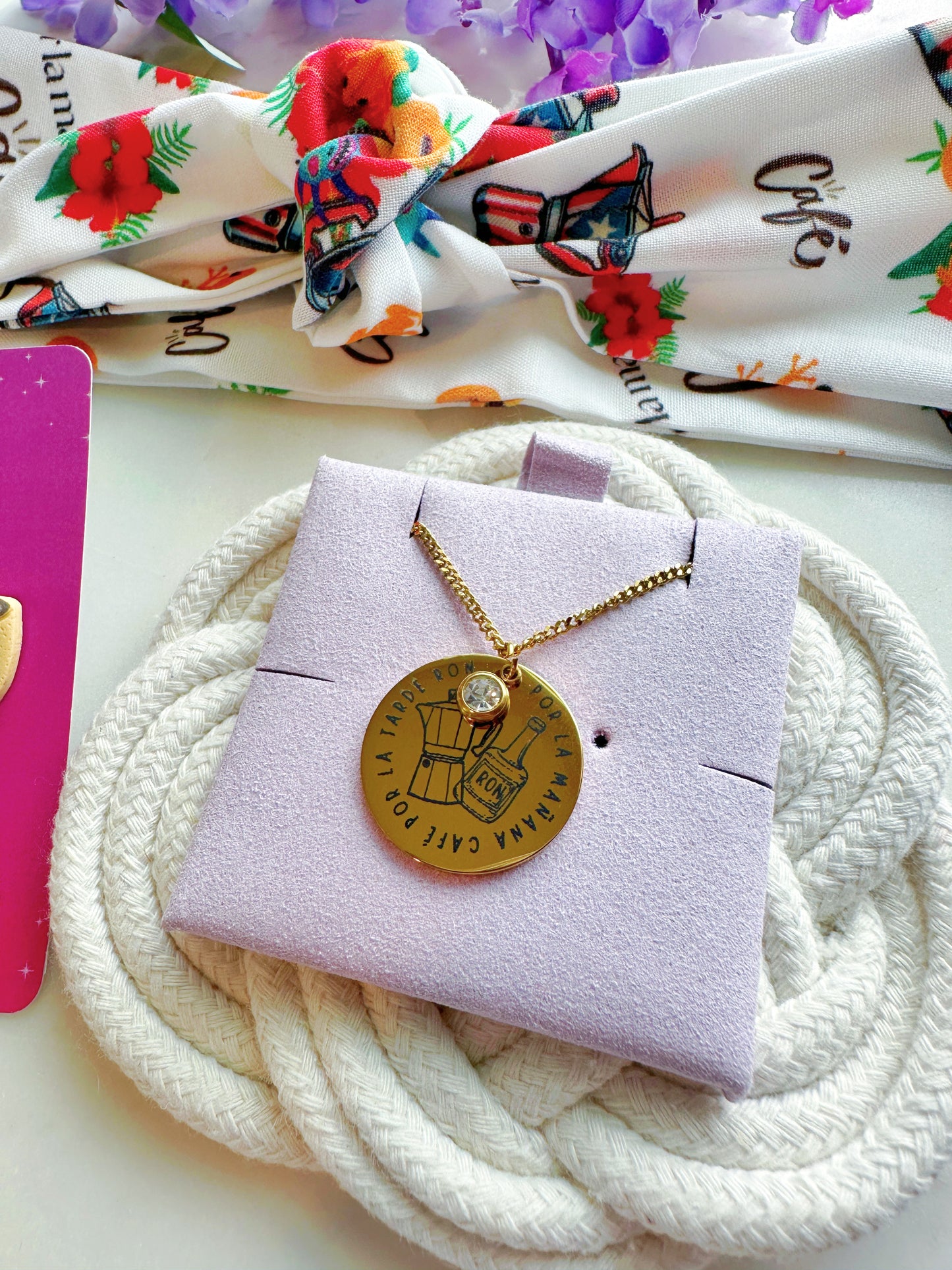 PRE ORDER Por La Mañana Café Por La Tarde Ron Stainless Steel Necklace