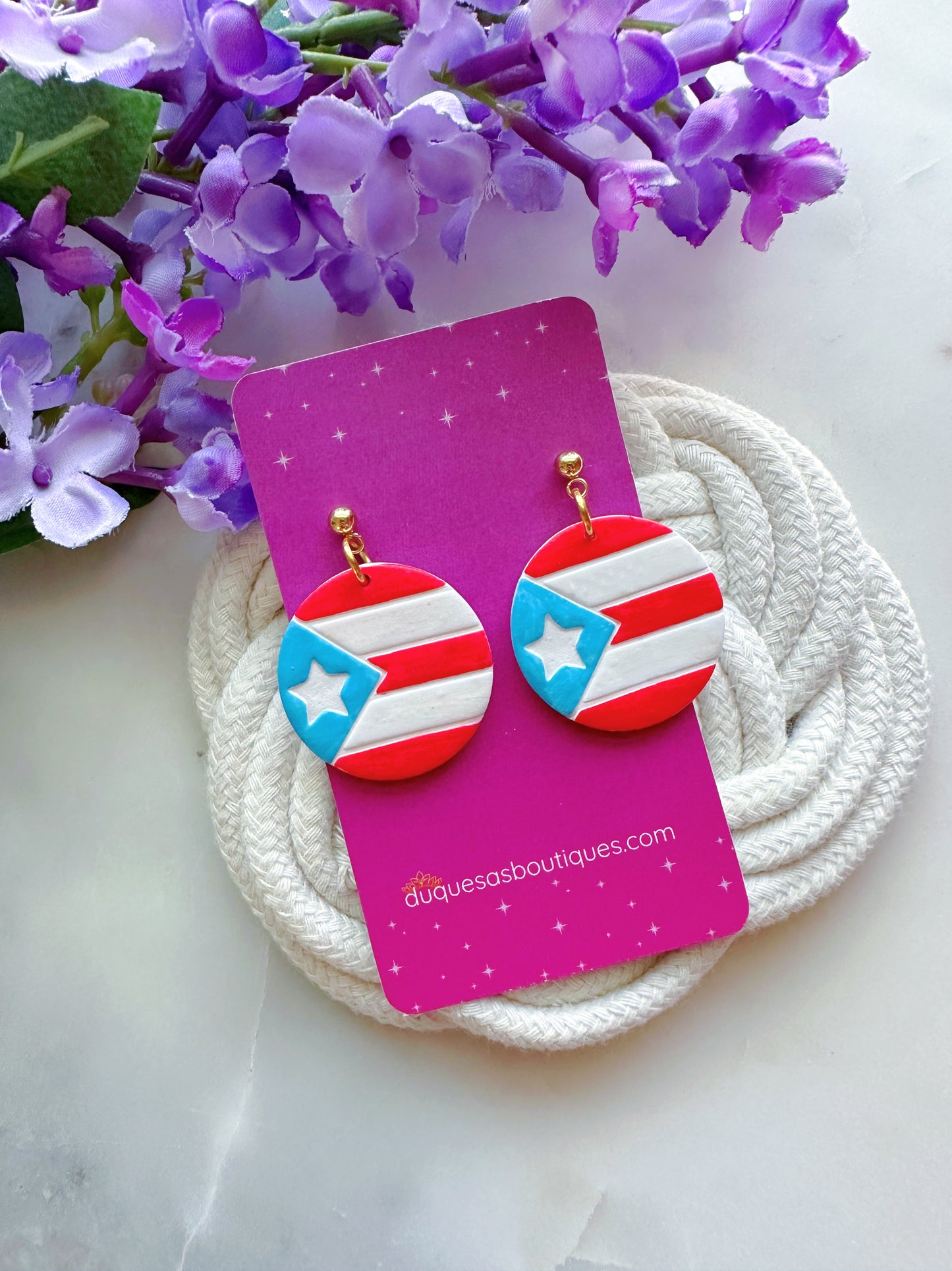 PRE ORDER Bandera De Puerto Rico Dangle Earrings