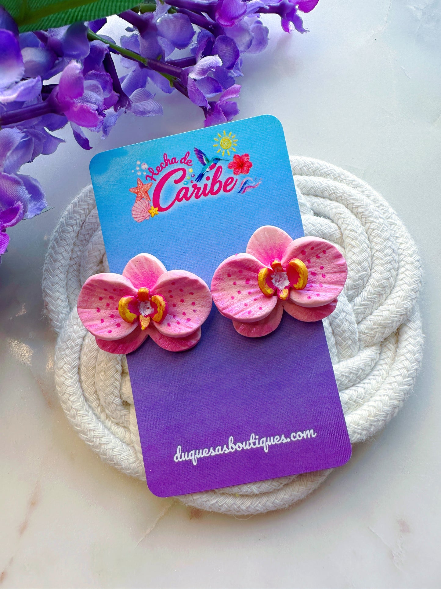 Alma de Verano Studs Earrings (Orquidea rosa)