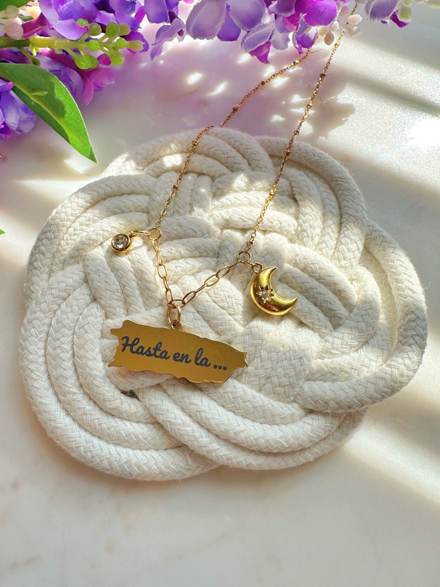 PRE ORDER Boricua Hasta En La Luna Stainless Steel Necklace