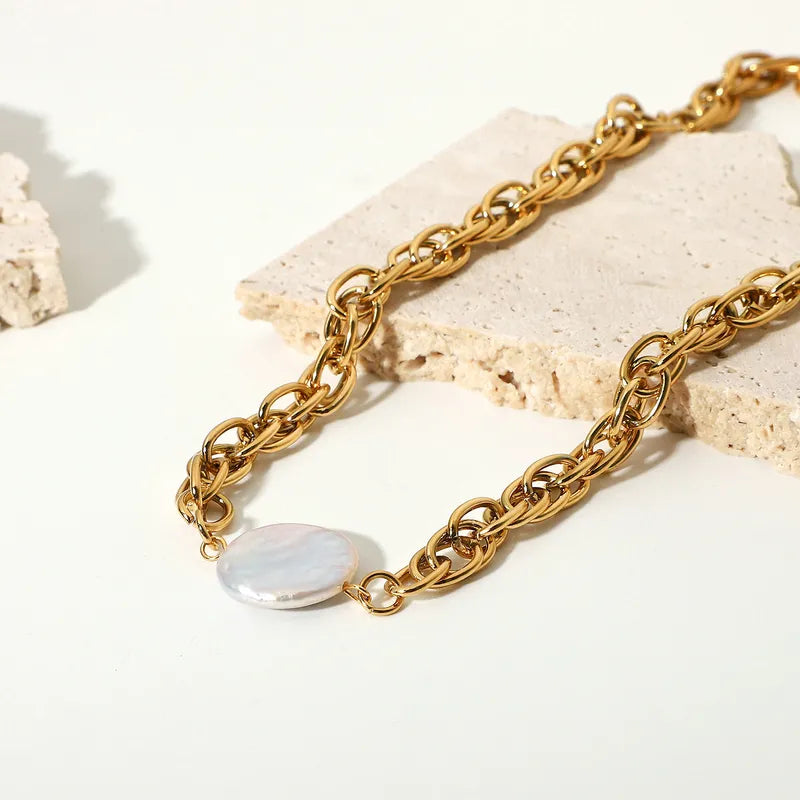 Coral Pearl Chain Choker