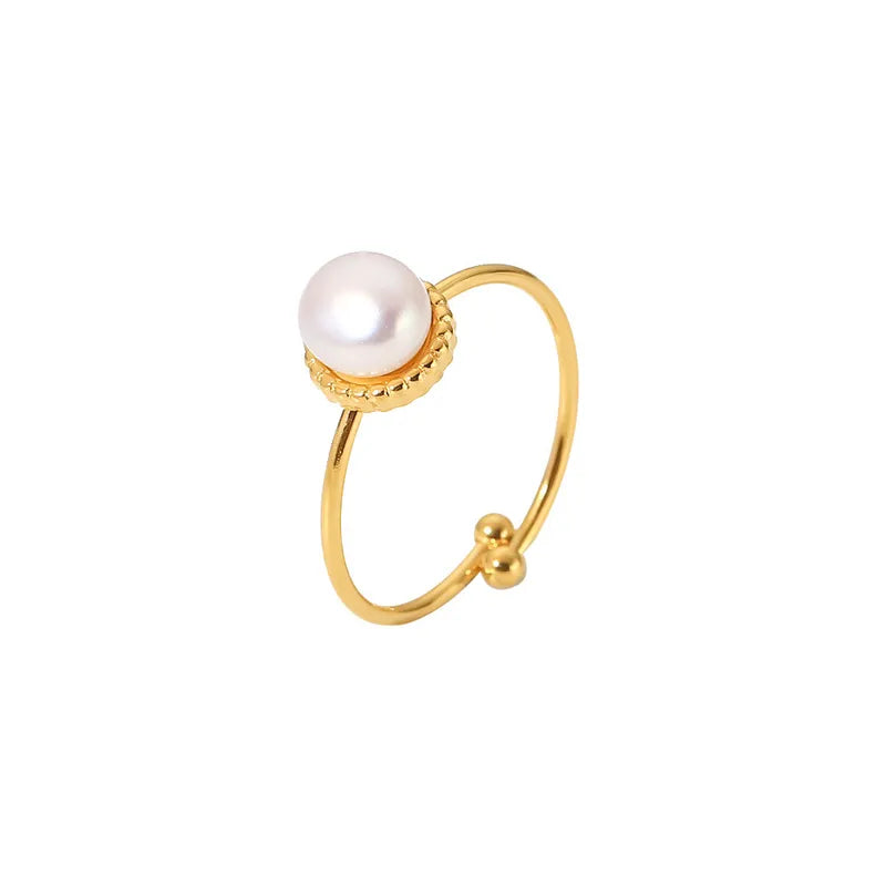 Solitary Pearl Adjustable Ring