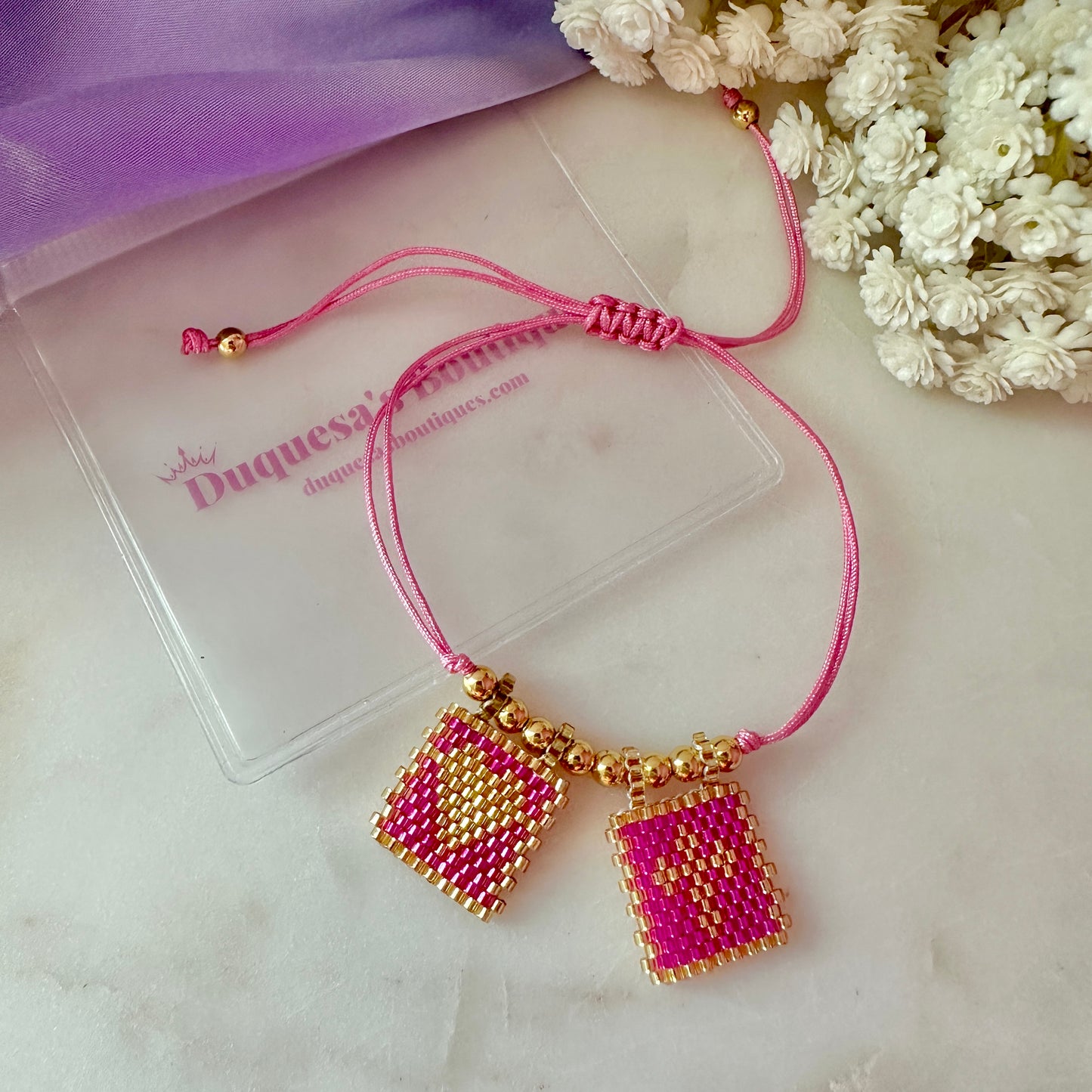 Escapulario Pink & Gold Adjustable Bracelet