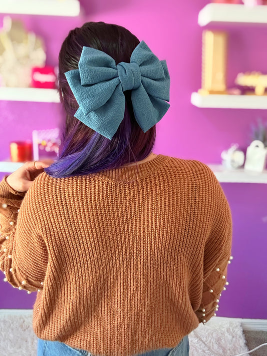 Cornflower Blue Double Hair Bow