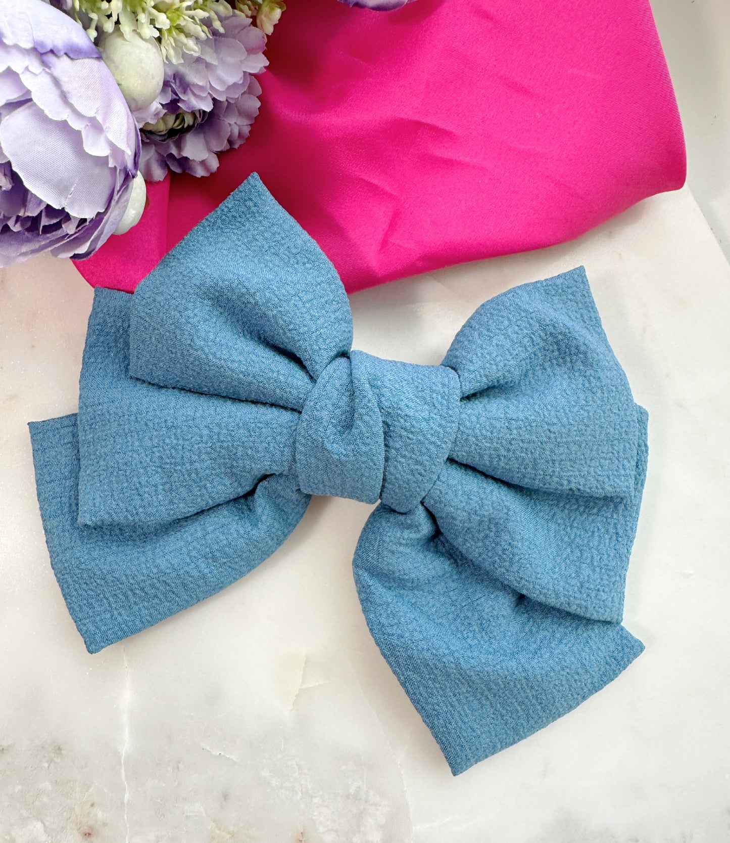 Cornflower Blue Double Hair Bow