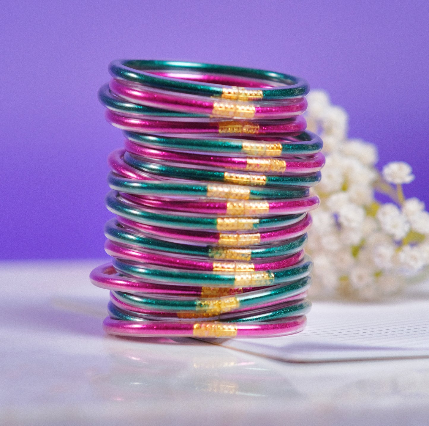 Fuchsia Jelly Bangles Set