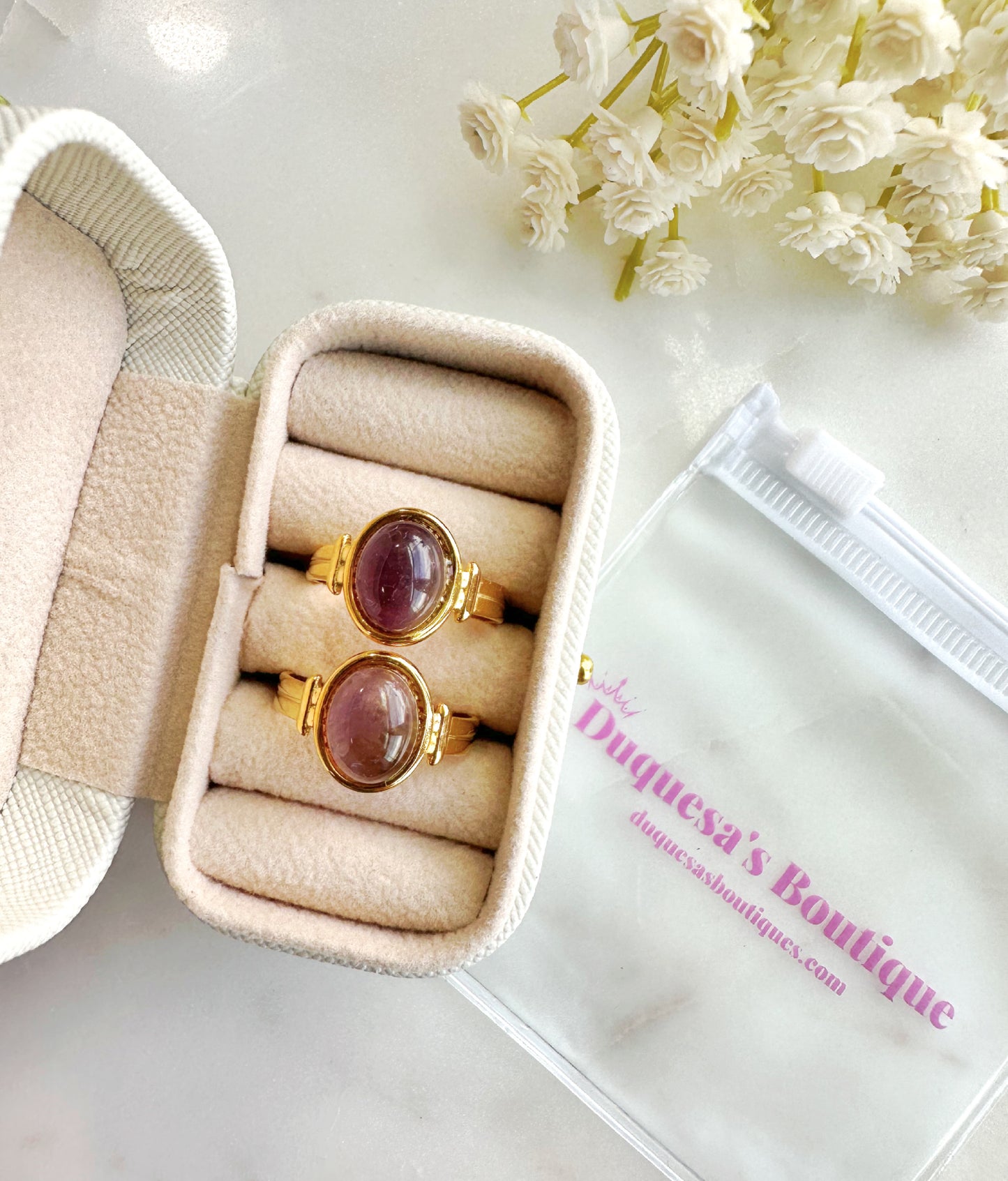 Purple Moon Stone Adjustable Ring