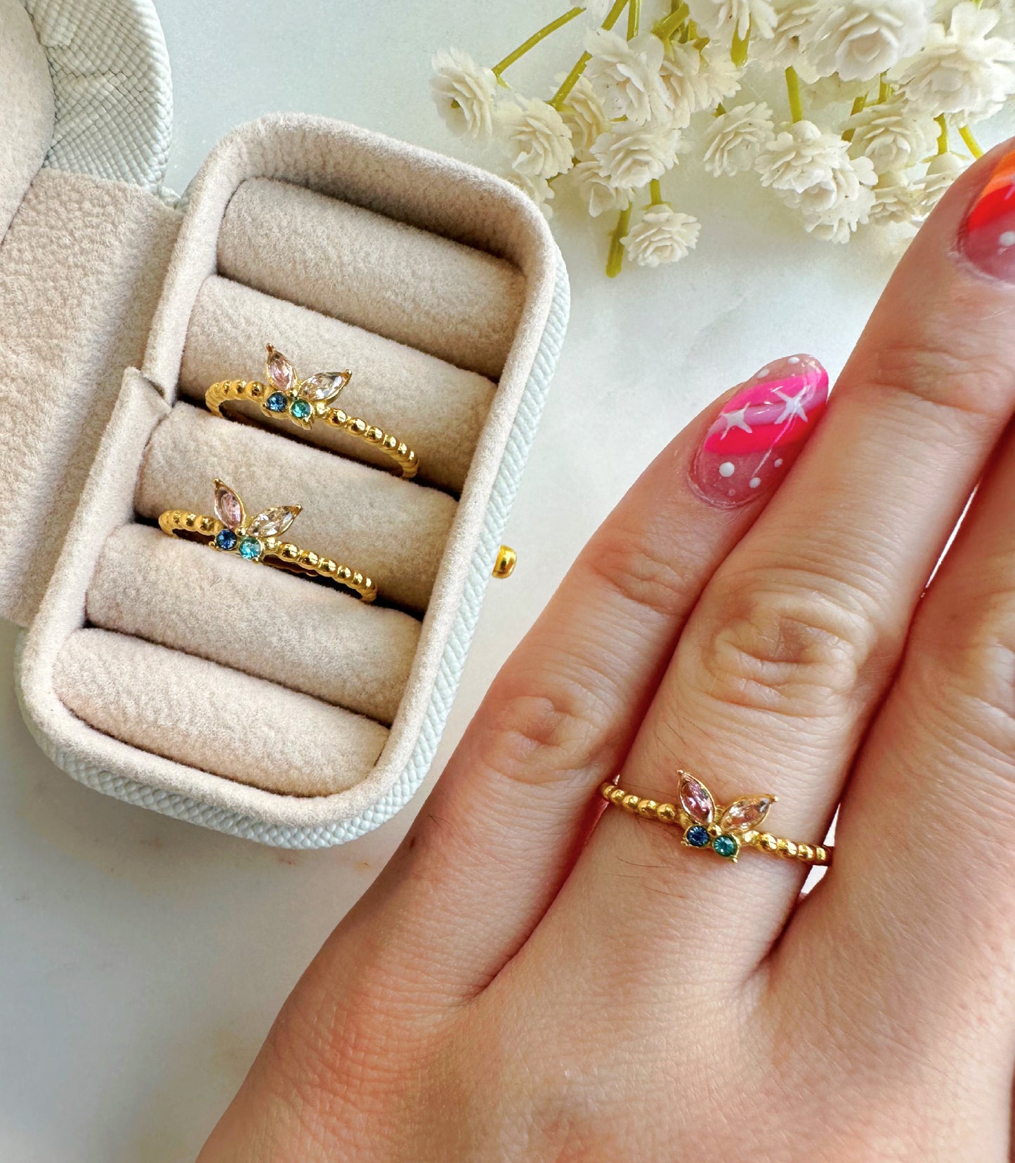 Vibrant Butterfly Adjustable Ring