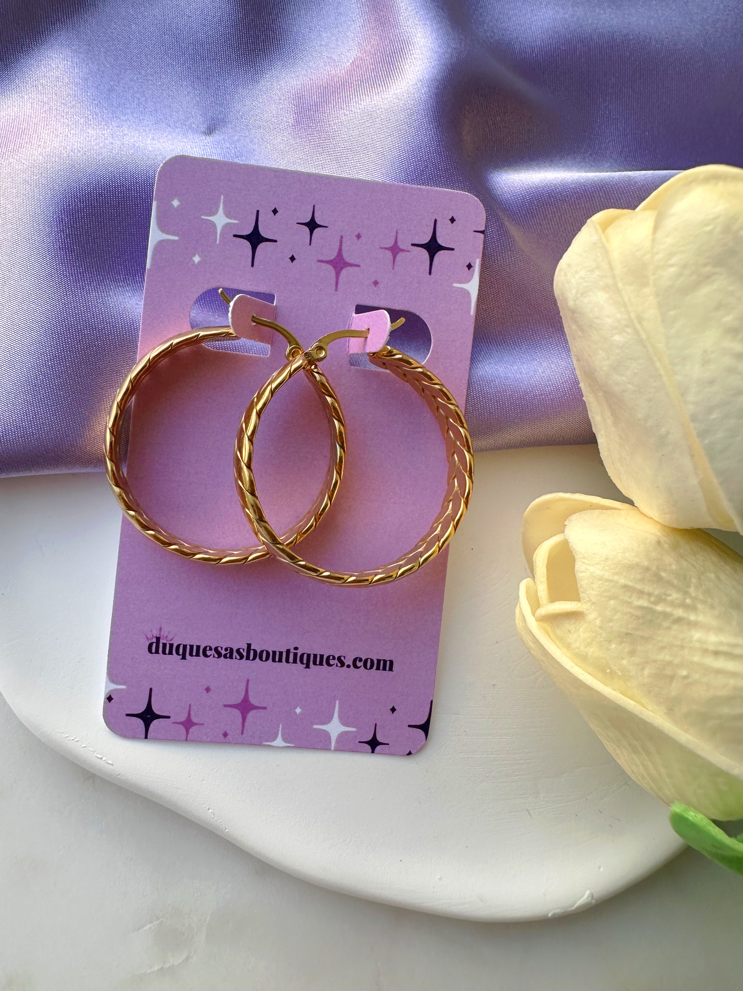 Anna Stainless Steel 18k Gold Plated Hoops