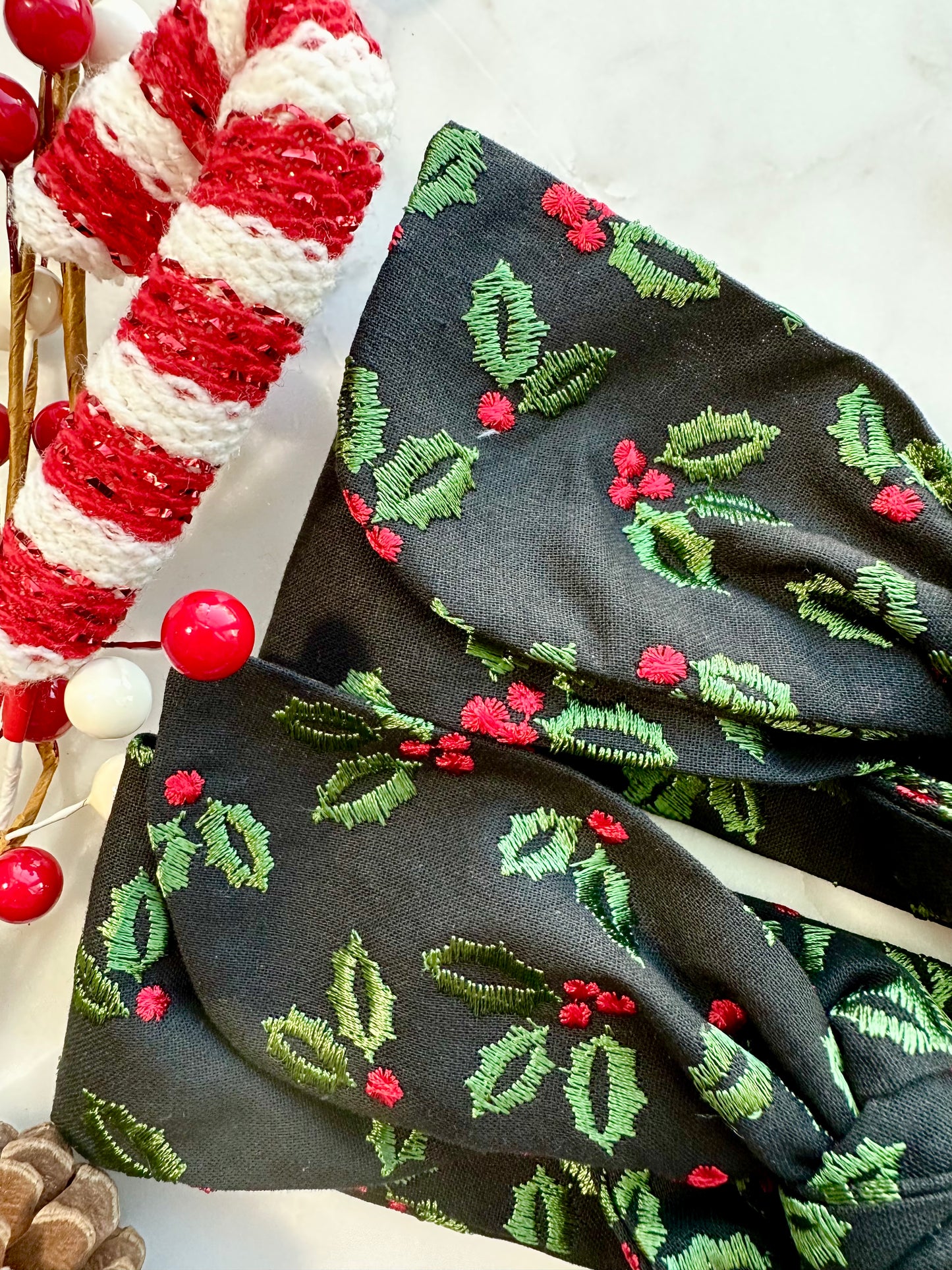 Mistletoe Embroided Bandana