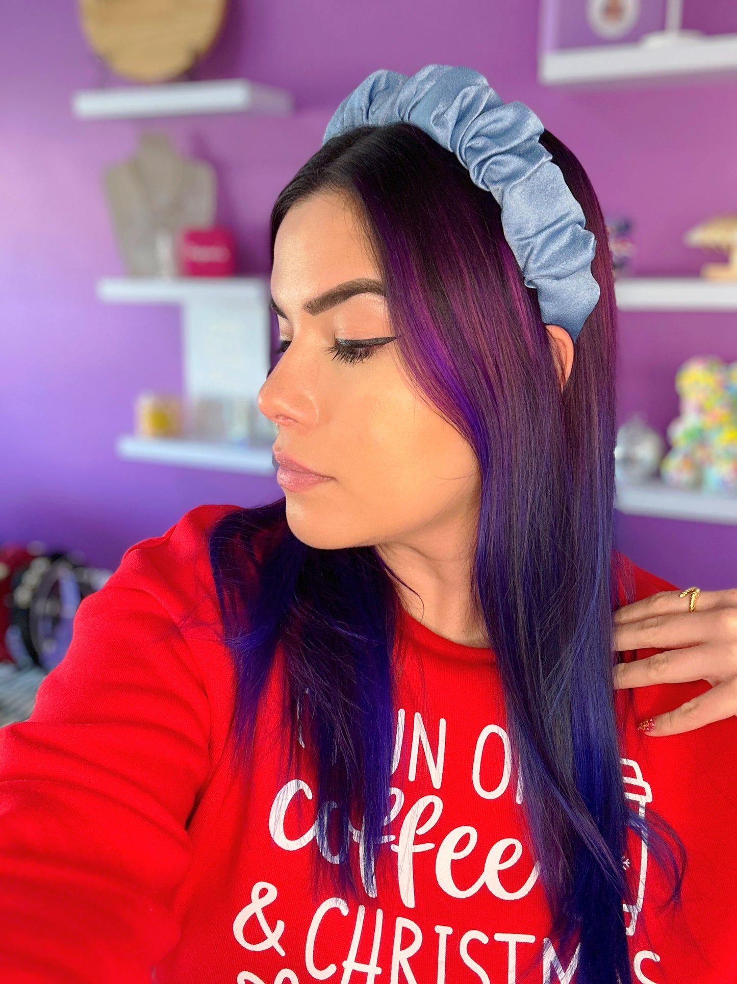 Satin Wave Baby Blue Headband