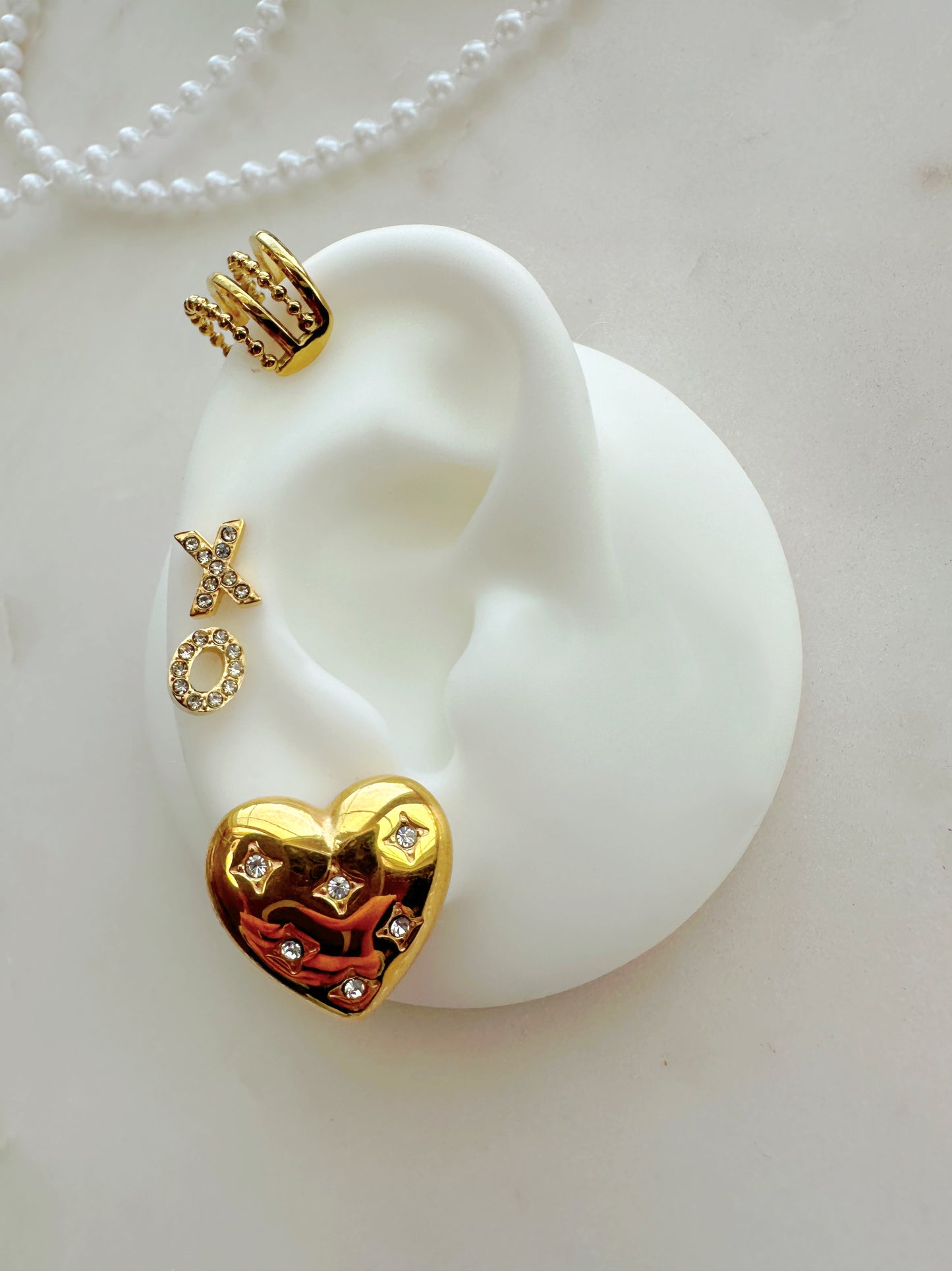 Bulky Sparkly Heart Studs