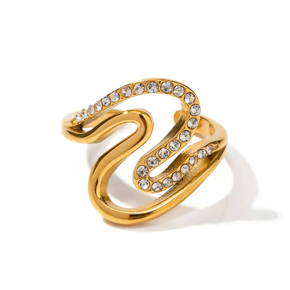 Shimmering Waves Statement Adjustable Ring
