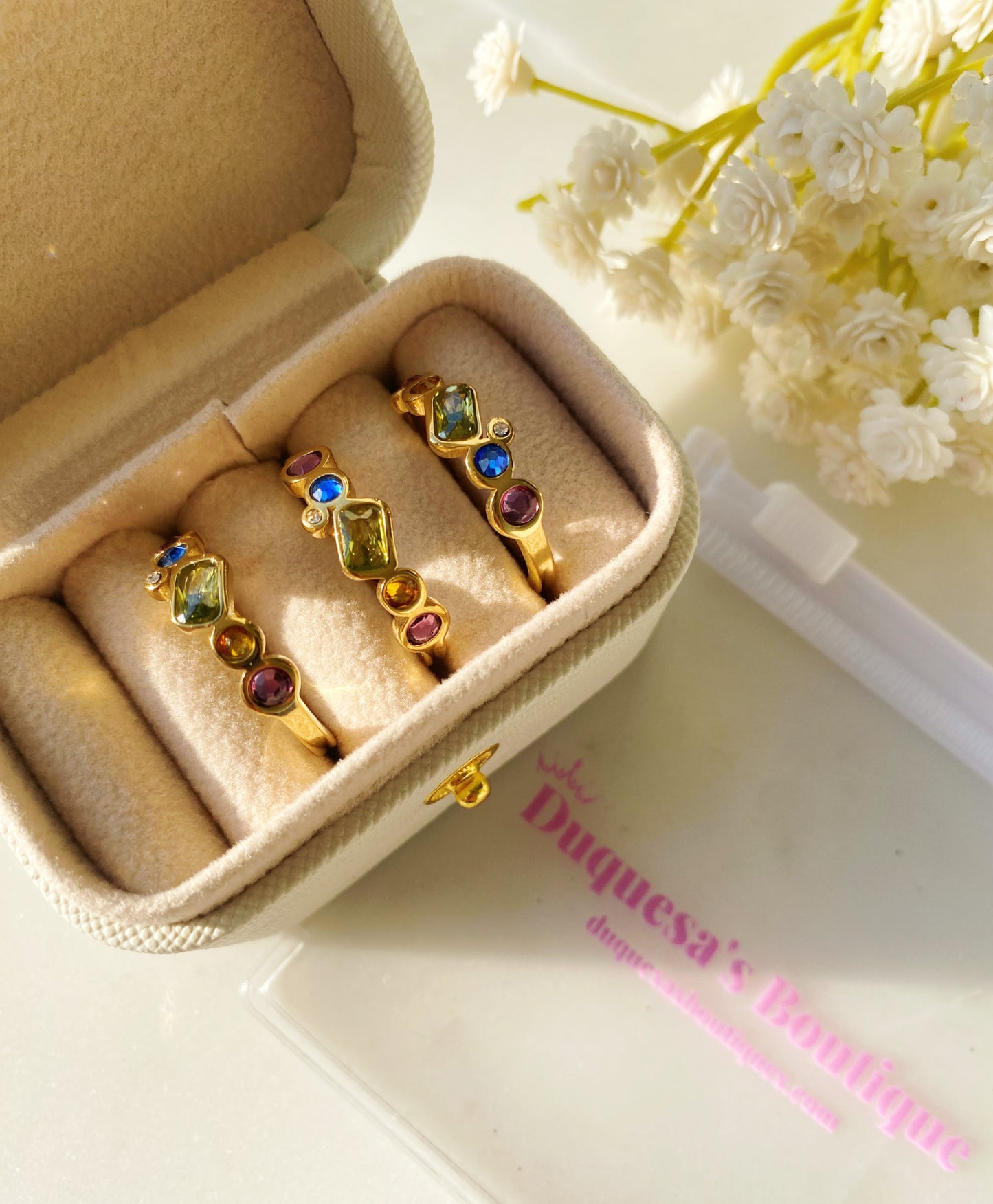 Infinity Stones Titanium Steel Gold Plated Ring