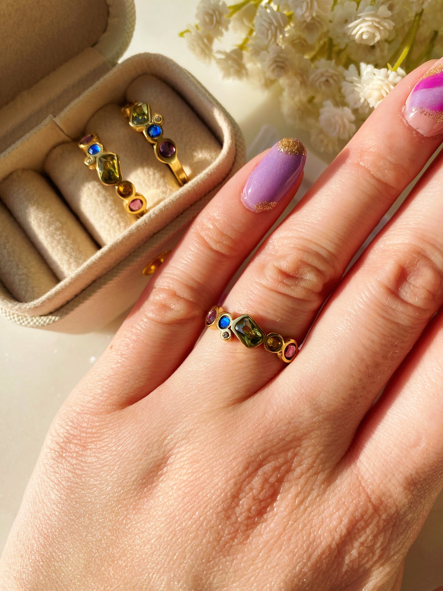 Infinity Stones Titanium Steel Gold Plated Ring