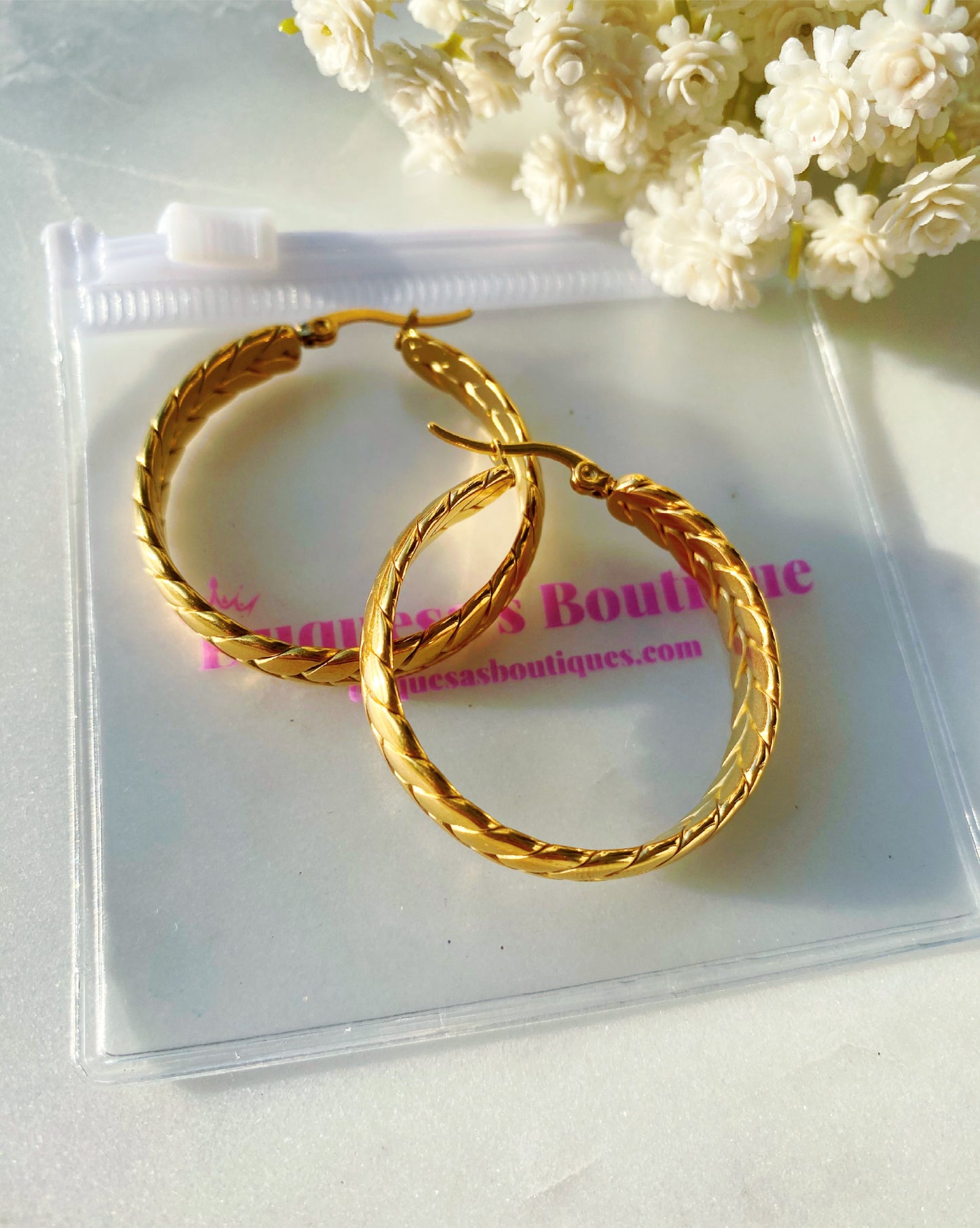 Anna Stainless Steel 18k Gold Plated Hoops