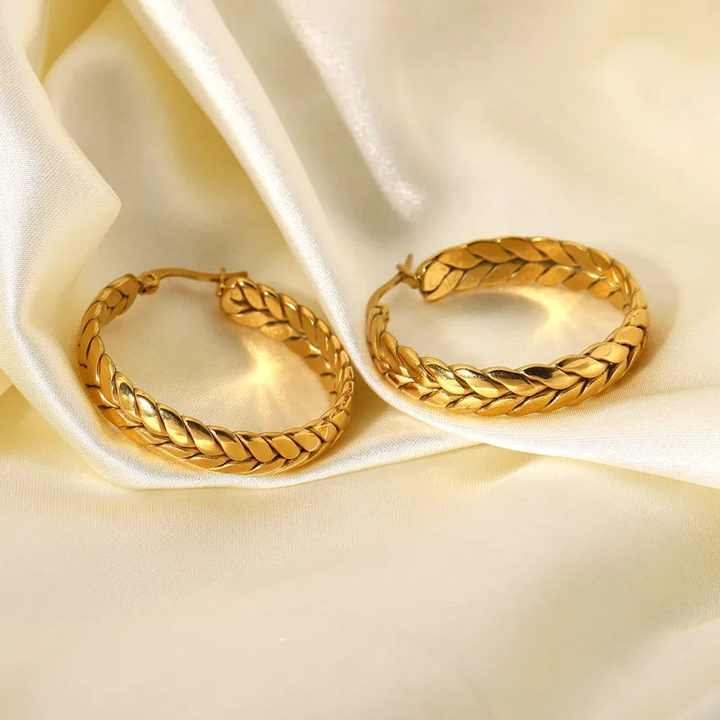 Anna Stainless Steel 18k Gold Plated Hoops