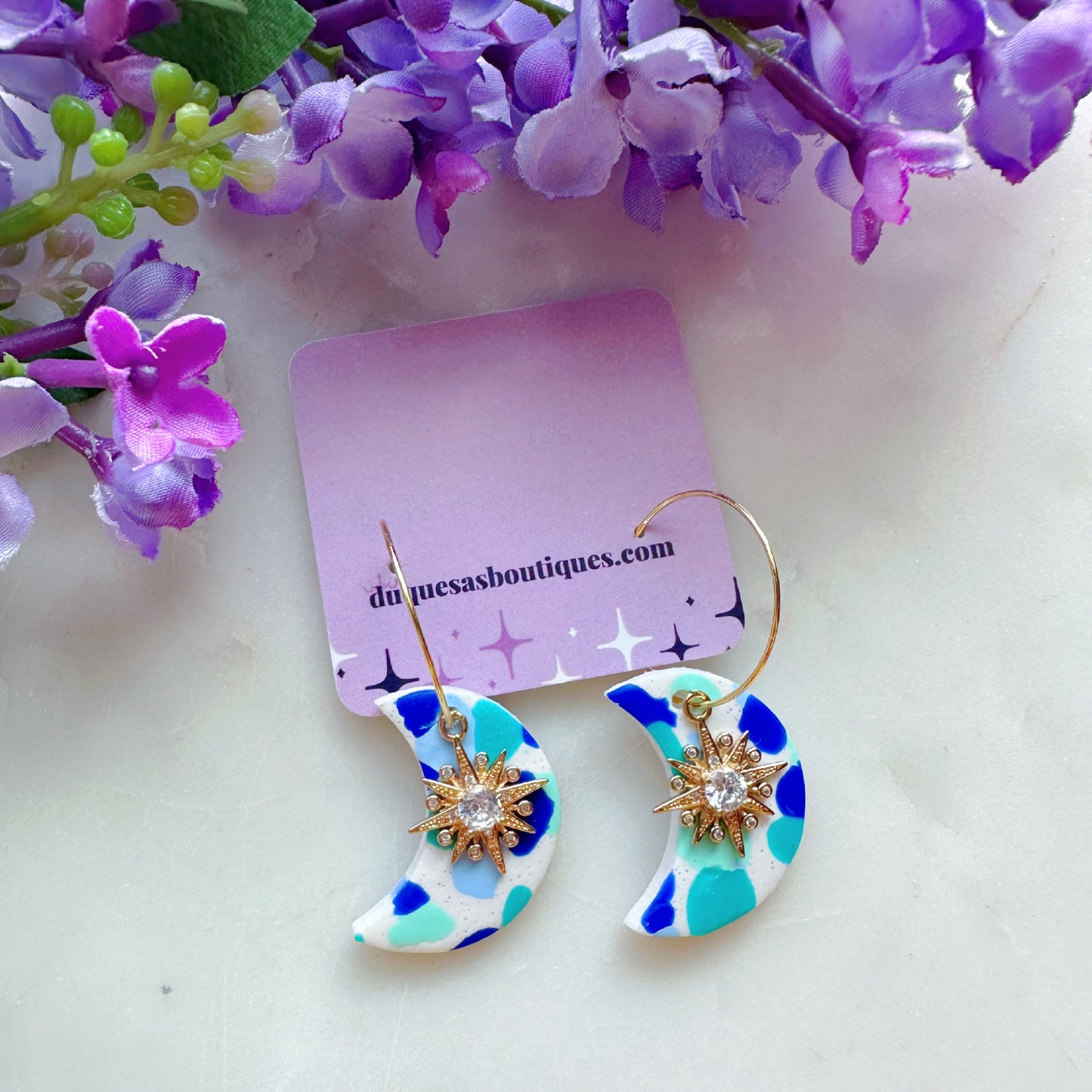 Blue Moons Hoop  Earrings