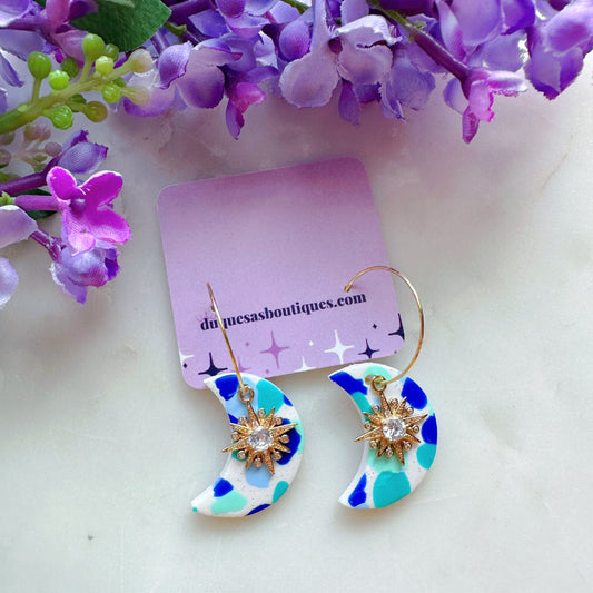 Blue Moons Hoop  Earrings