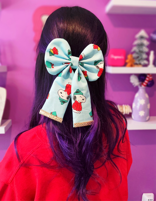 Snoopy & Woodstock Christmas Large Hair Bow