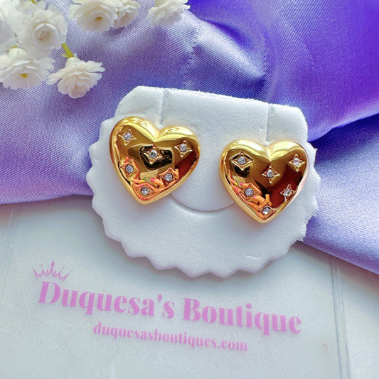 Bulky Sparkly Heart Studs