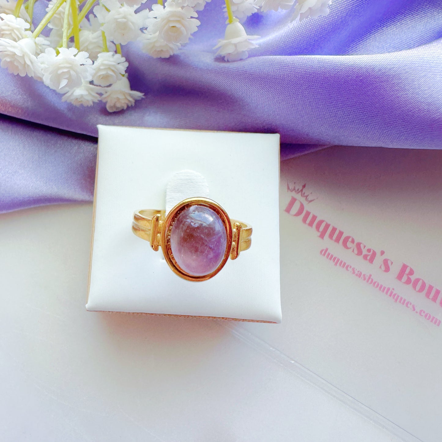 Purple Moon Stone Adjustable Ring