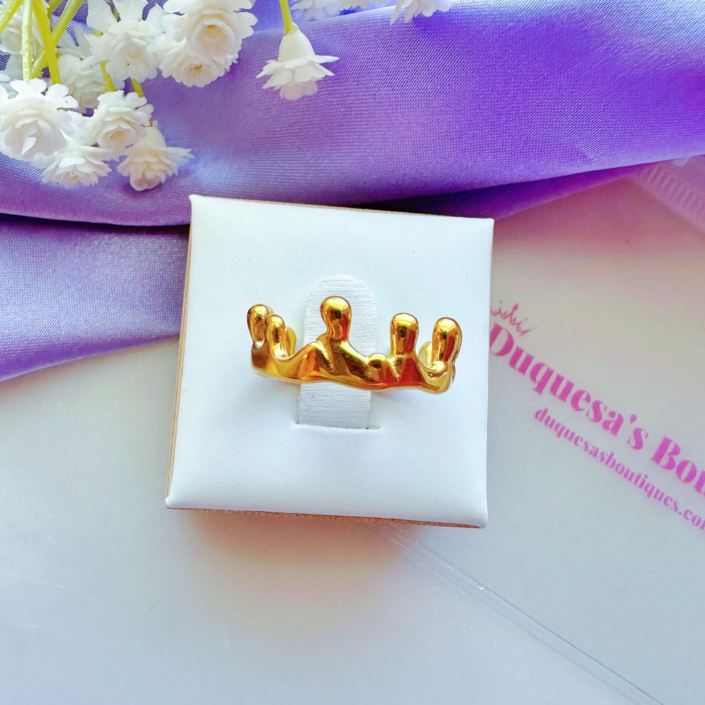 Paint Drops Golden Adjustable Ring