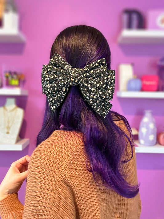 Black Fall Night Hair Clip Bow