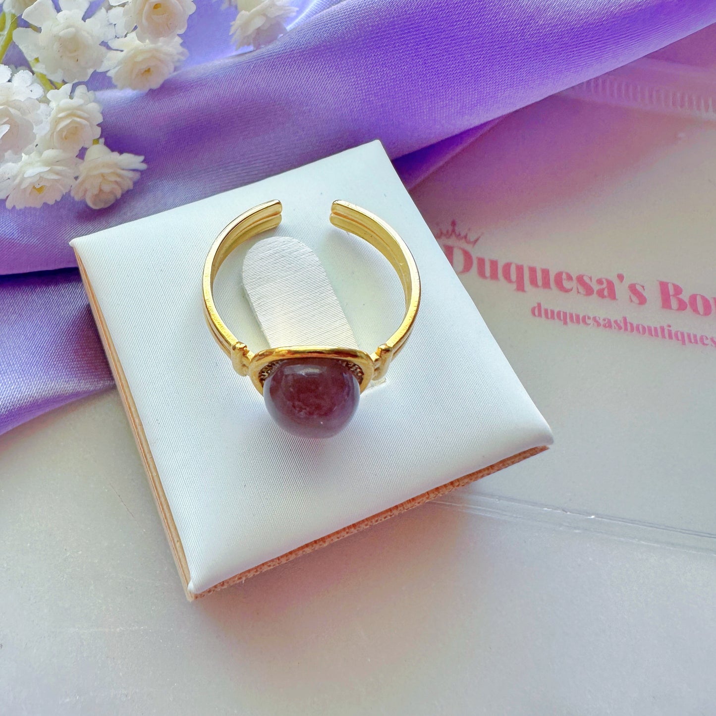 Purple Moon Stone Adjustable Ring