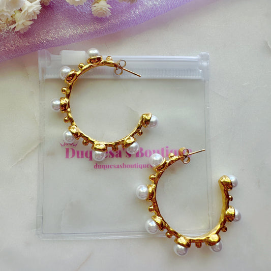 Midnight Hoop Pearls Hoop Earrings