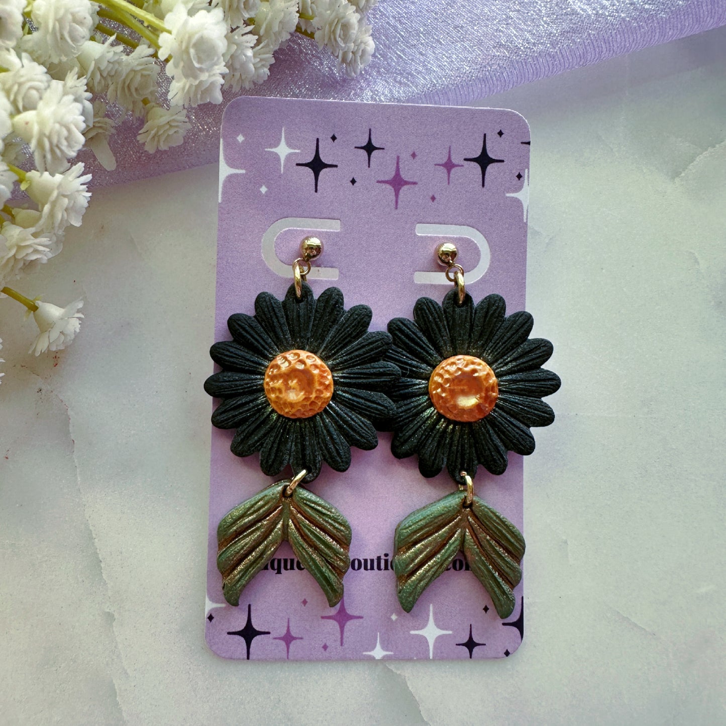 Fall Night Daisies Dangle Earrings