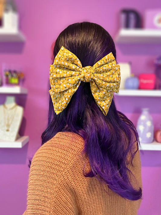 Golden Fall Night Hair Clip Bow