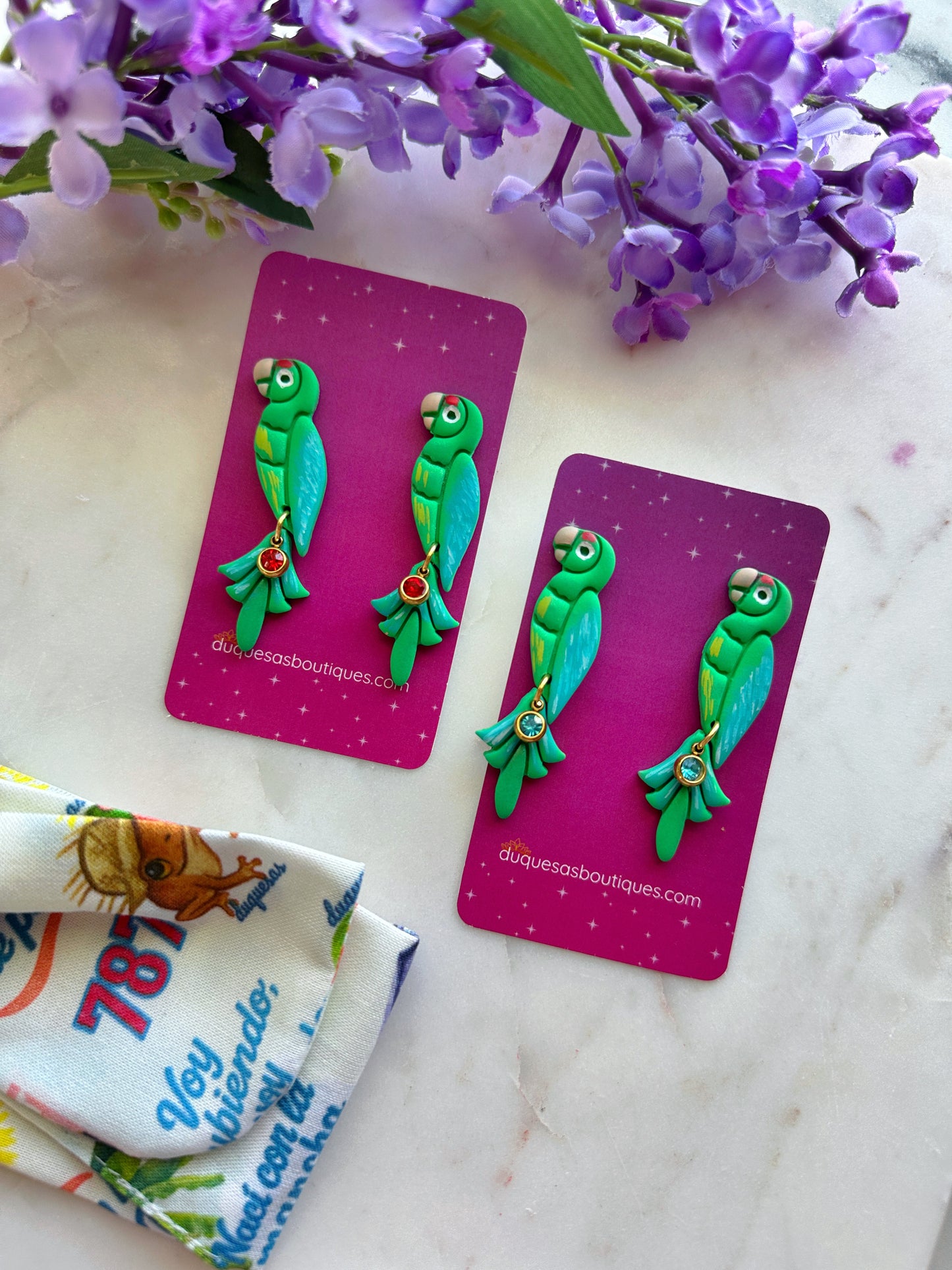 PRE ORDER Aún En Peligro Seguimos Volando Dangle Earrings (Cotorra Puertorriqueña)