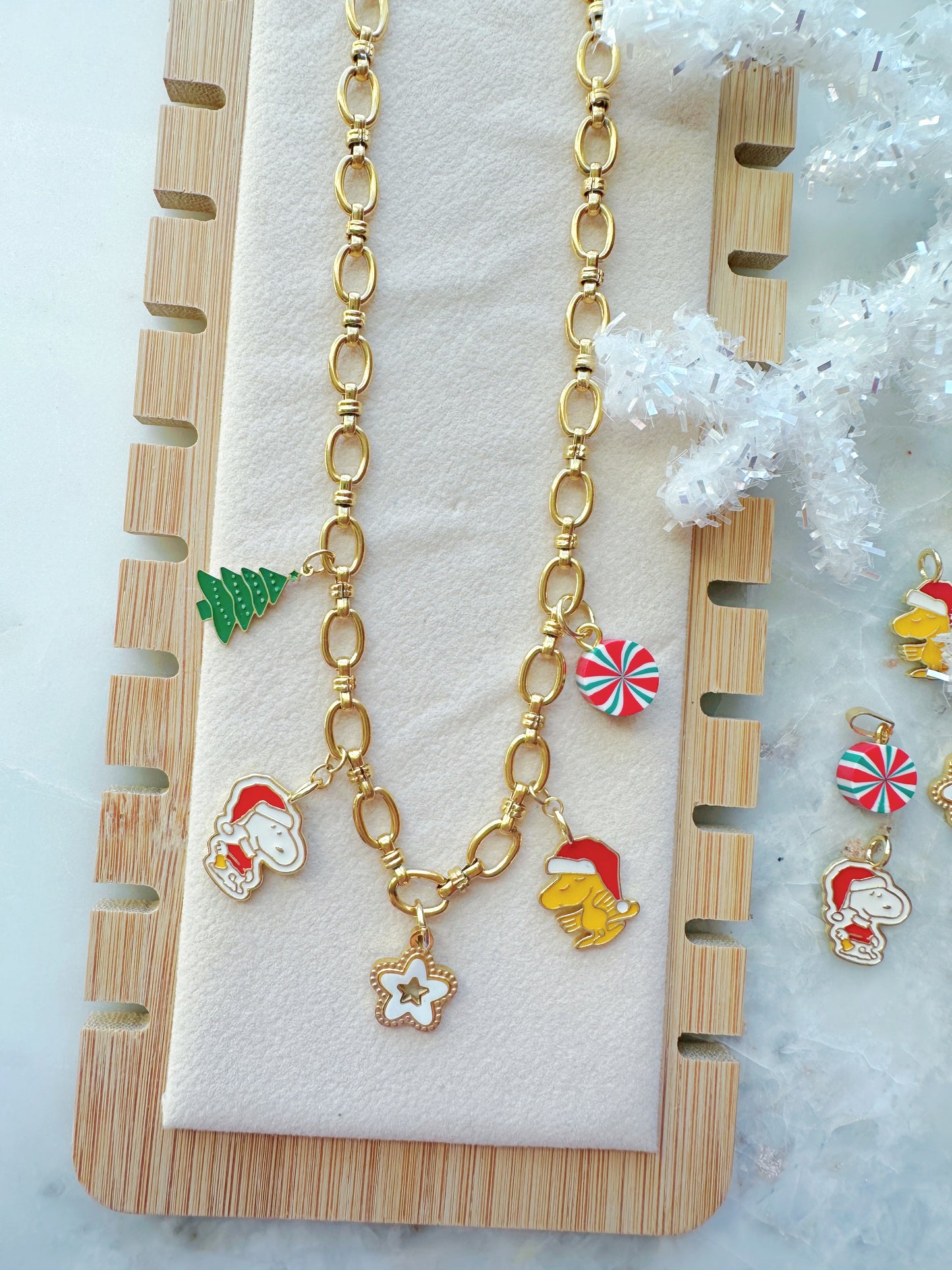 Snoopy & Woodstock Christmas Chain Necklace