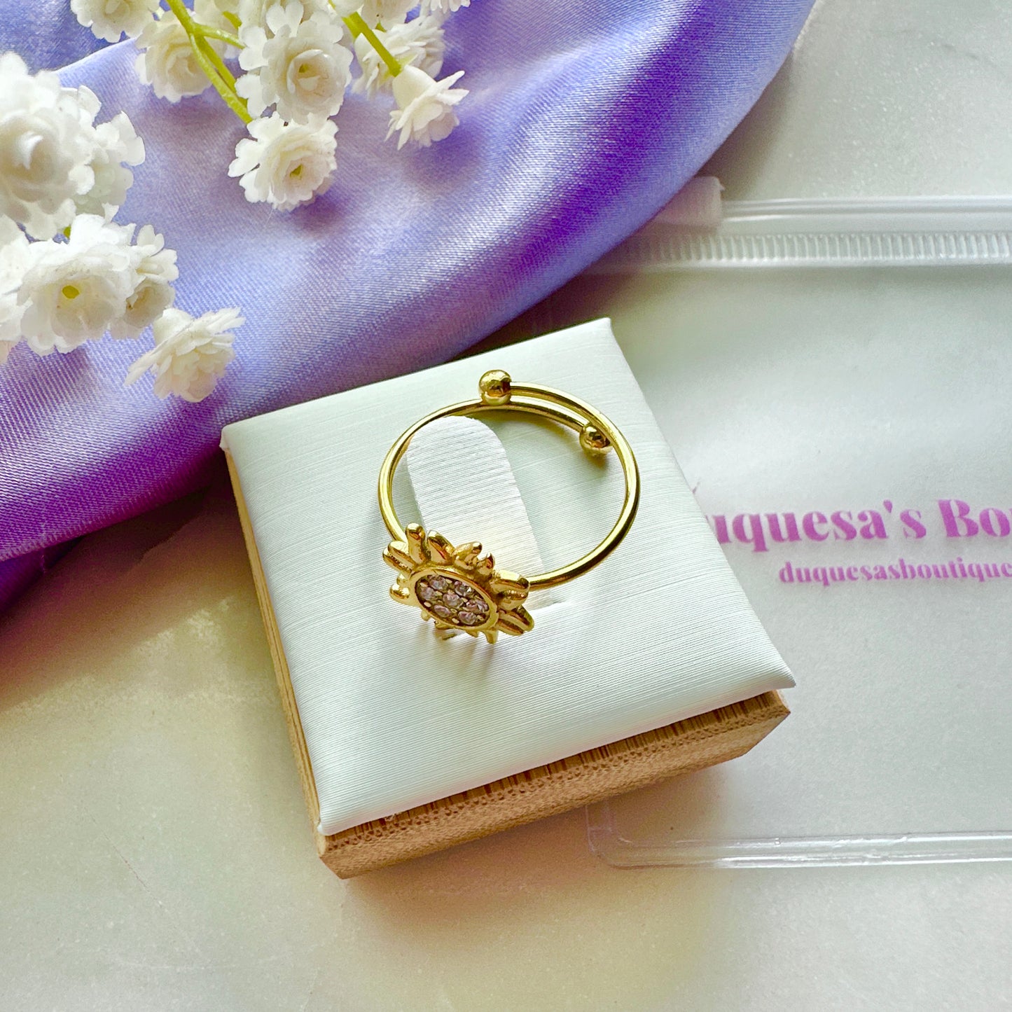 Glowing Sun Adjustable Ring