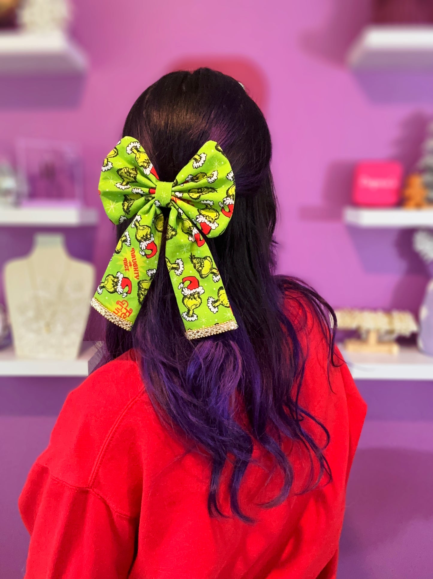 Feeling Grinchy Large Hair Bow