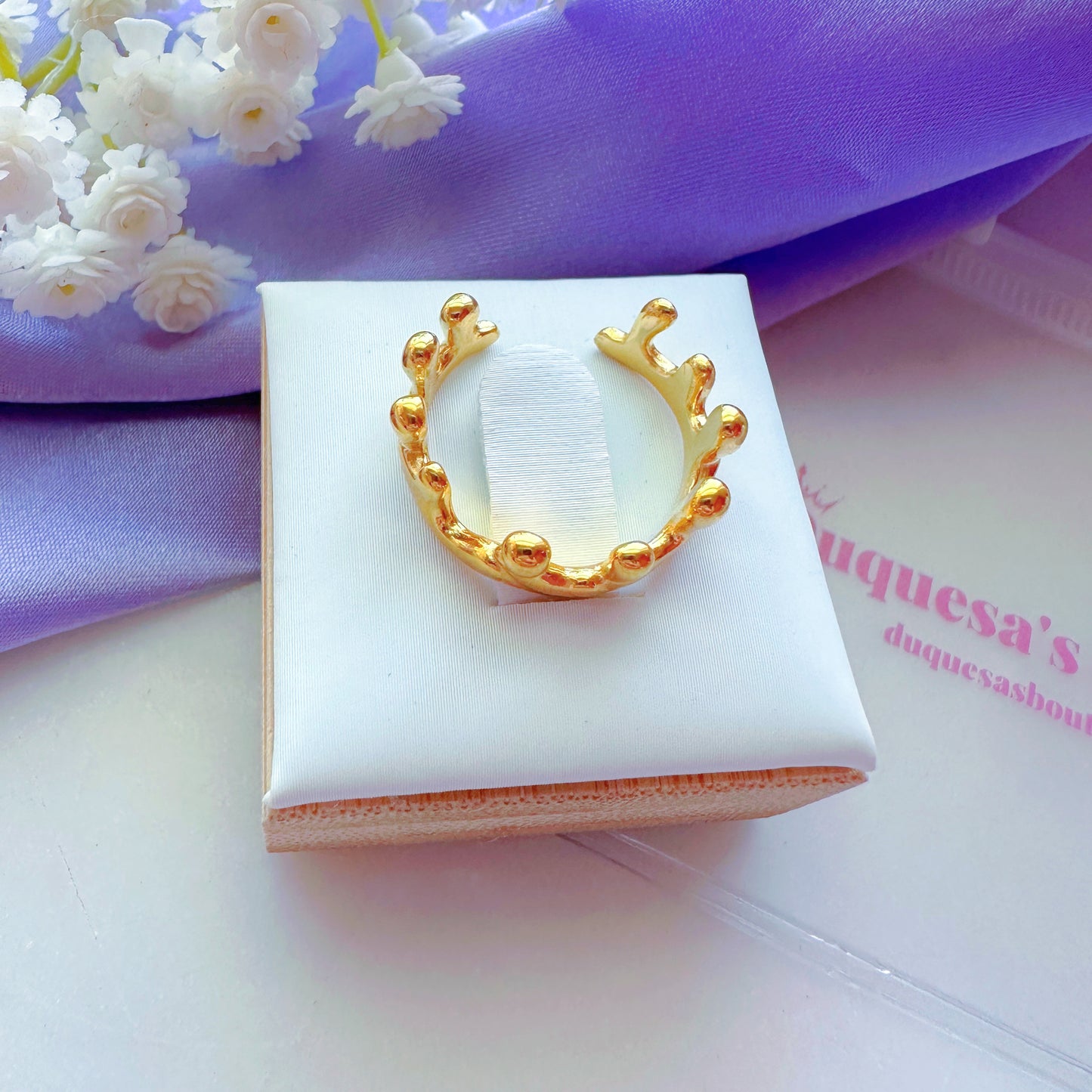 Paint Drops Golden Adjustable Ring