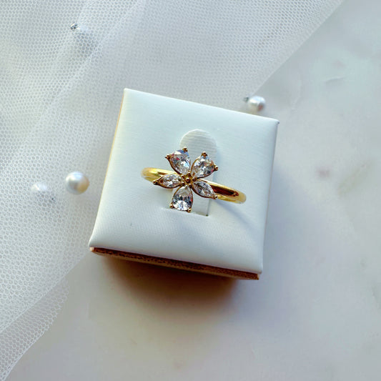 Sparkling Flower Adjustable Ring