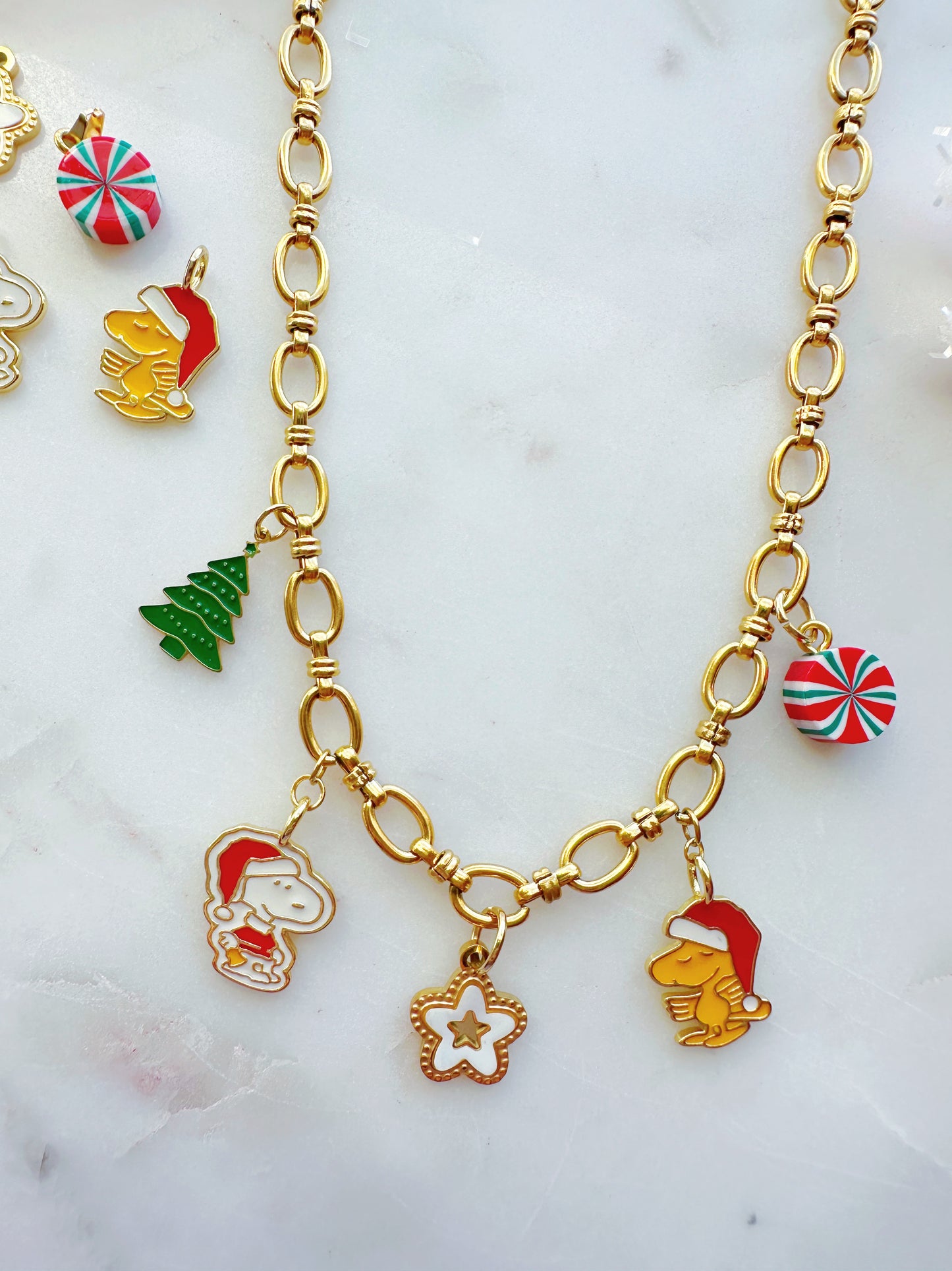 Snoopy & Woodstock Christmas Chain Necklace