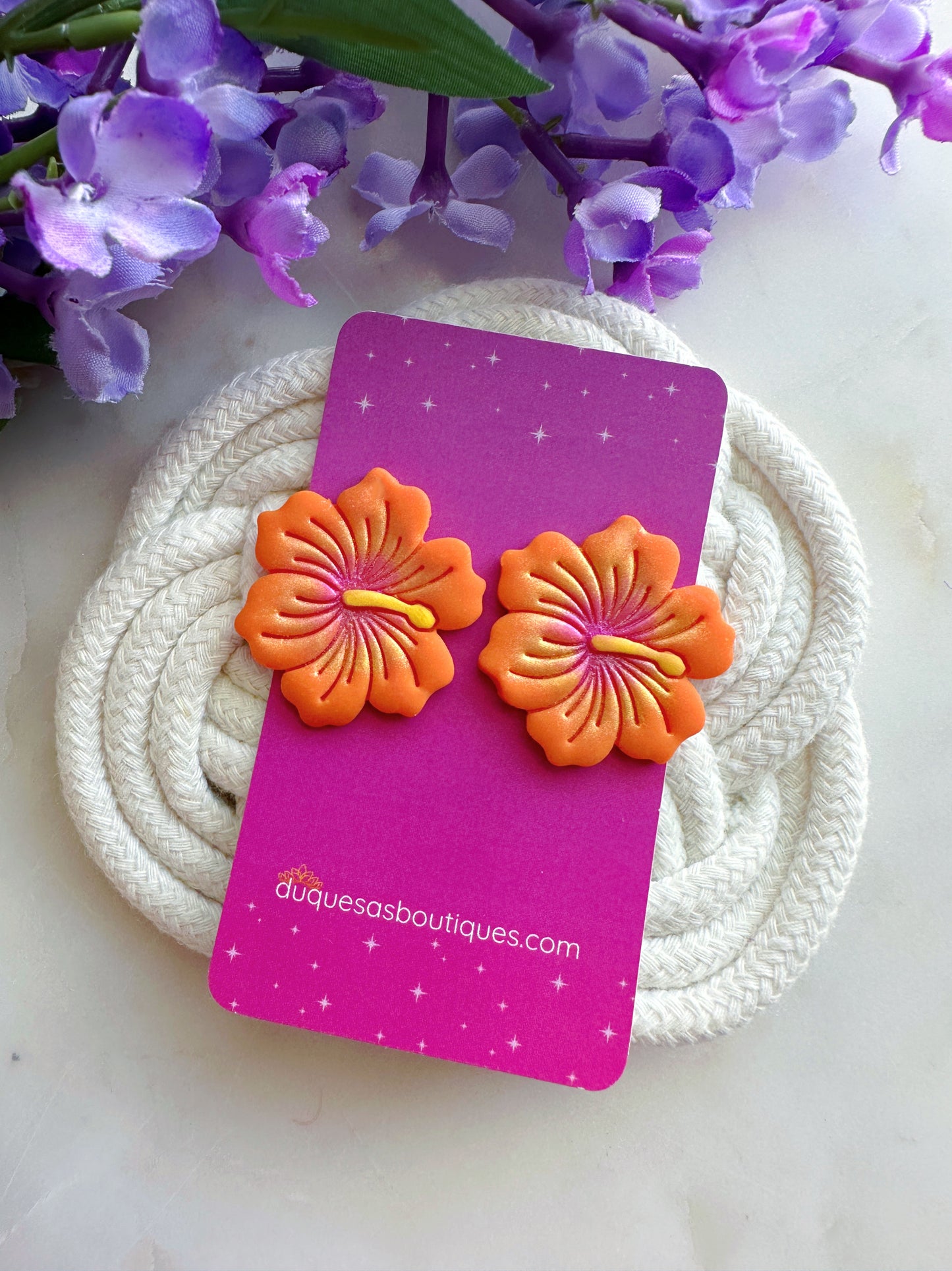 Belleza Que Florece Y Resiste Dangle Or Stud Earrings (Flor Maga Anaranjadas )