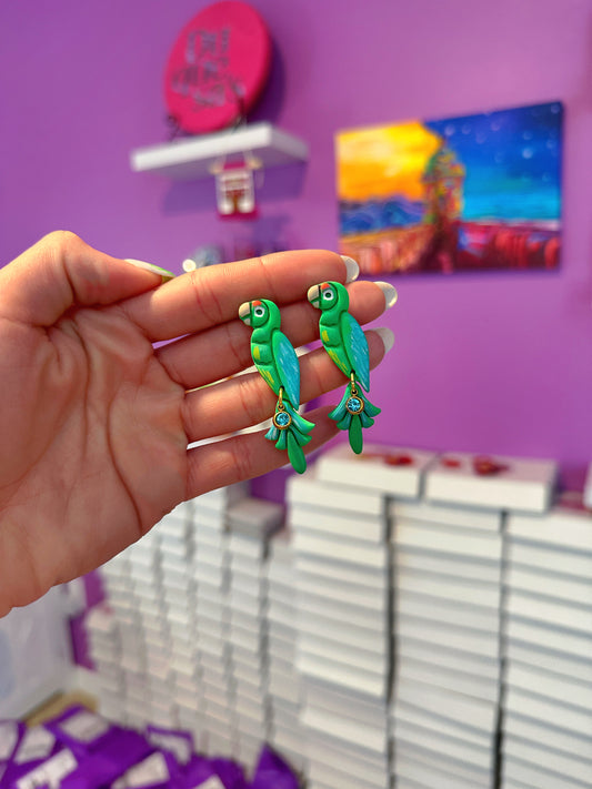PRE ORDER Aún En Peligro Seguimos Volando Dangle Earrings (Cotorra Puertorriqueña)