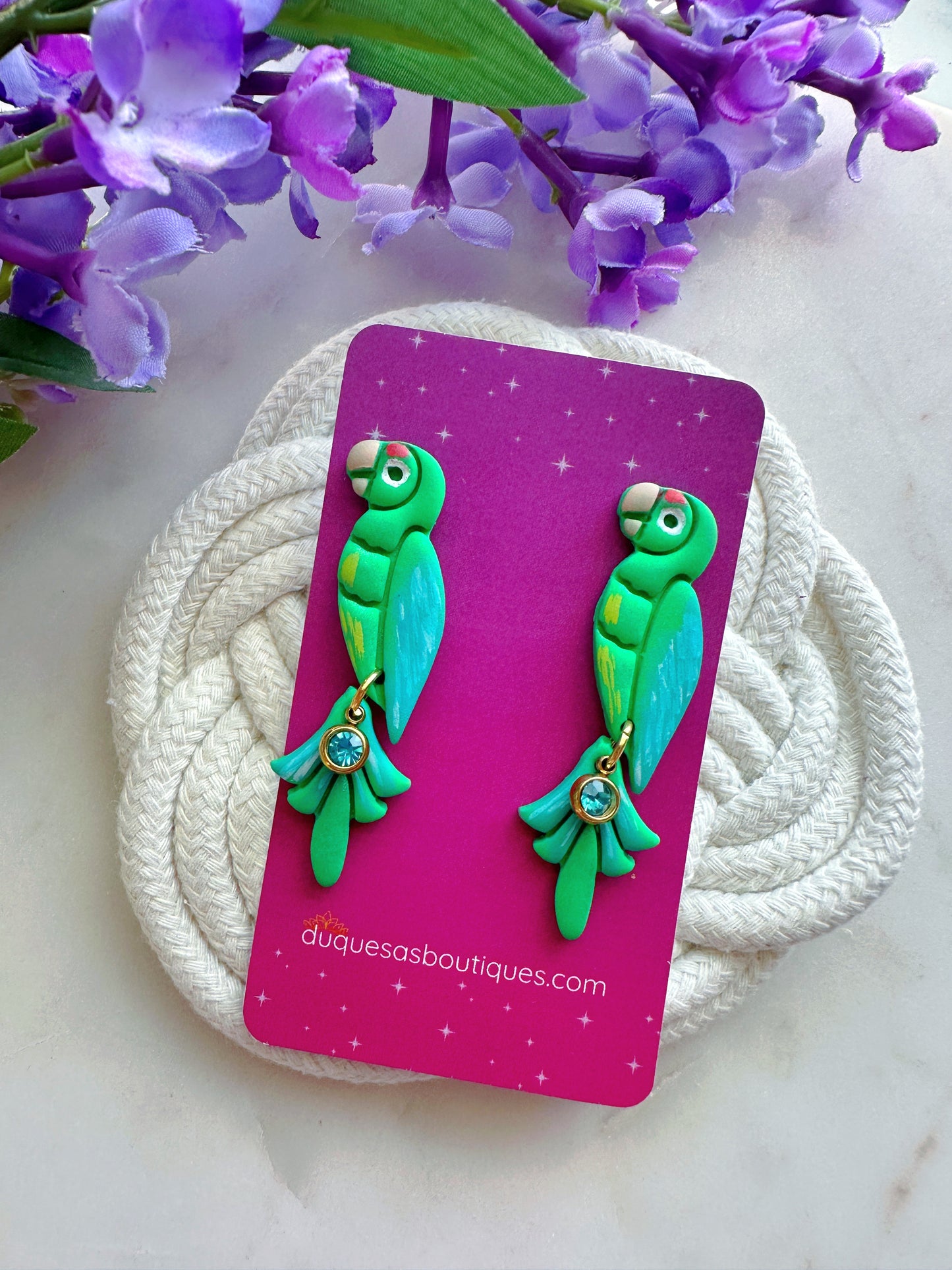 PRE ORDER Aún En Peligro Seguimos Volando Dangle Earrings (Cotorra Puertorriqueña)