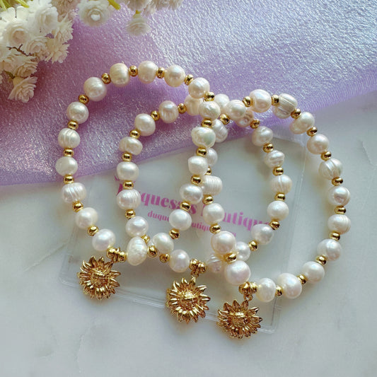 Sunflower Pearls Bracelet