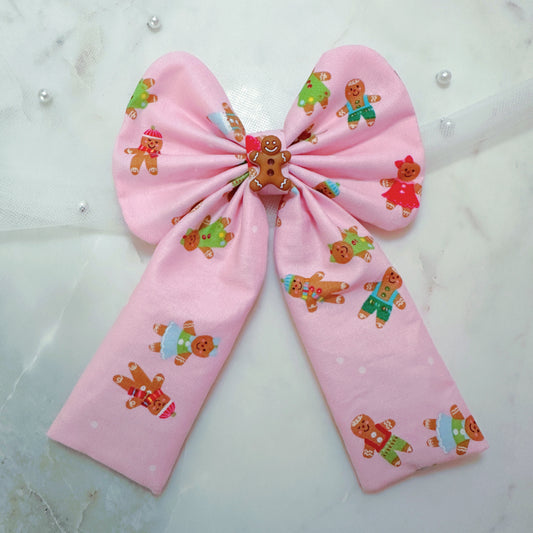 Gingerbread Holiday Large Hair Bow