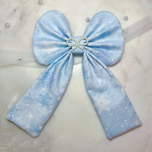 Snowflakes Large Hair Bow