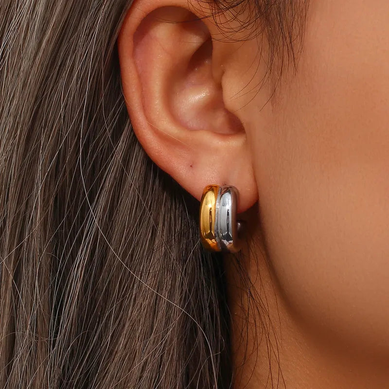 Two Tone Small Hoop Earrings