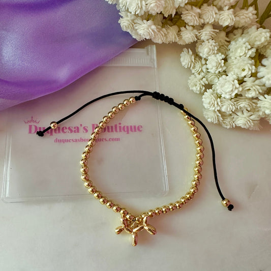 Ballon Dog Gold Beaded Adjustable Bracelet