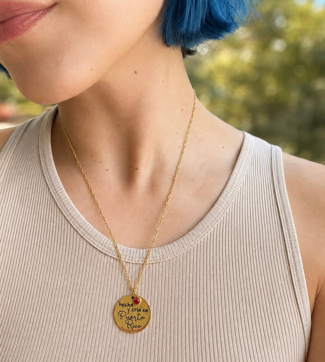 Hecha y Cria’ en Puerto Rico Stainless Steel Necklace