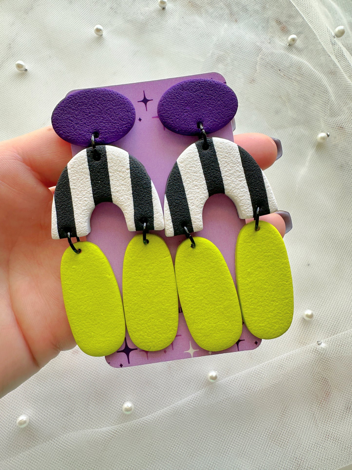 Beetlejuice Statement Dangle Earrings